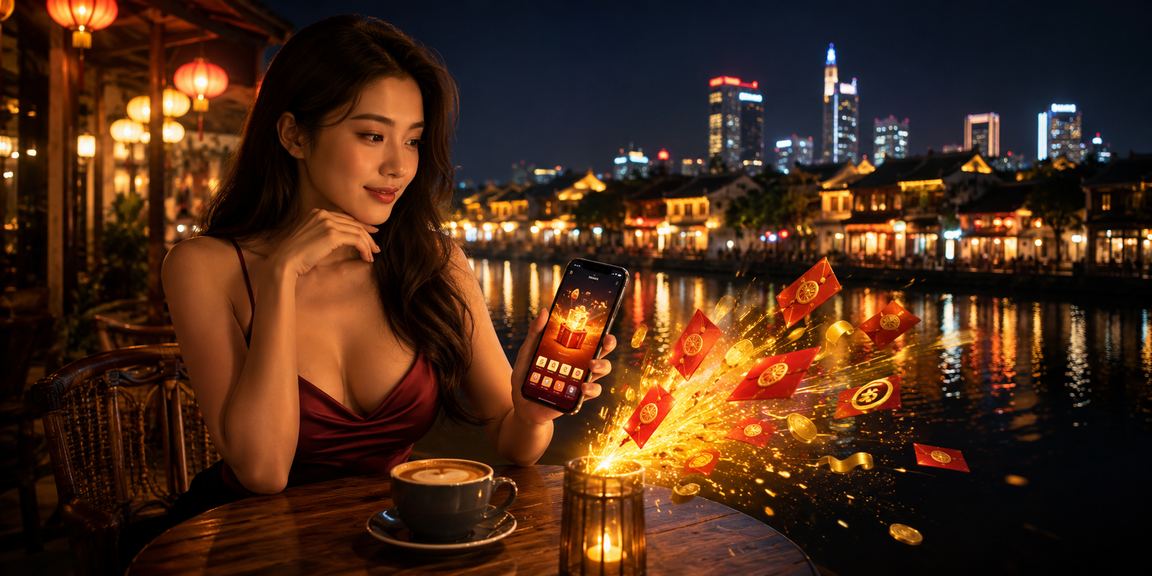 Người Việt Nam thư giãn với cà phê và phong bì đỏ may mắn tại Hội An, biểu tượng cân bằng cuộc sống